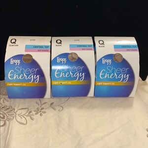 L’eggs Sheer Energy Anti-Cellulite Light Support Panty Hose Size Q Bundle